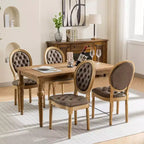 2 chaises de salle à manger en bois massif de style français, cadre noir, cuir artificiel PU, clous décoratifs et pieds en bois