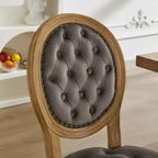 2 chaises de salle à manger en bois massif de style français, cadre noir, cuir artificiel PU, clous décoratifs et pieds en bois