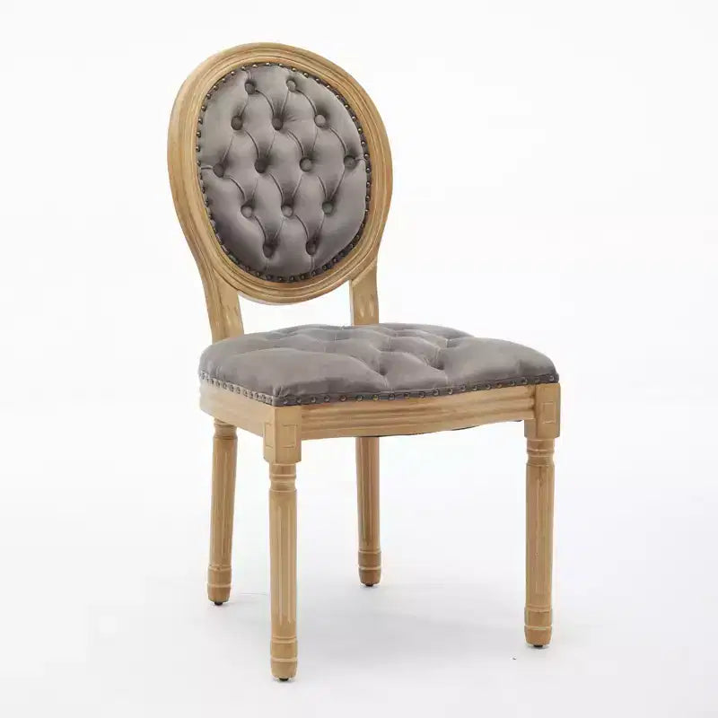 2 chaises de salle à manger en bois massif de style français, cadre noir, cuir artificiel PU, clous décoratifs et pieds en bois