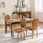 2 chaises de salle à manger en bois massif de style français, cadre noir, cuir artificiel PU, clous décoratifs et pieds en bois