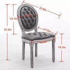 2 chaises de salle à manger en bois massif de style français, cadre noir, cuir artificiel PU, clous décoratifs et pieds en bois