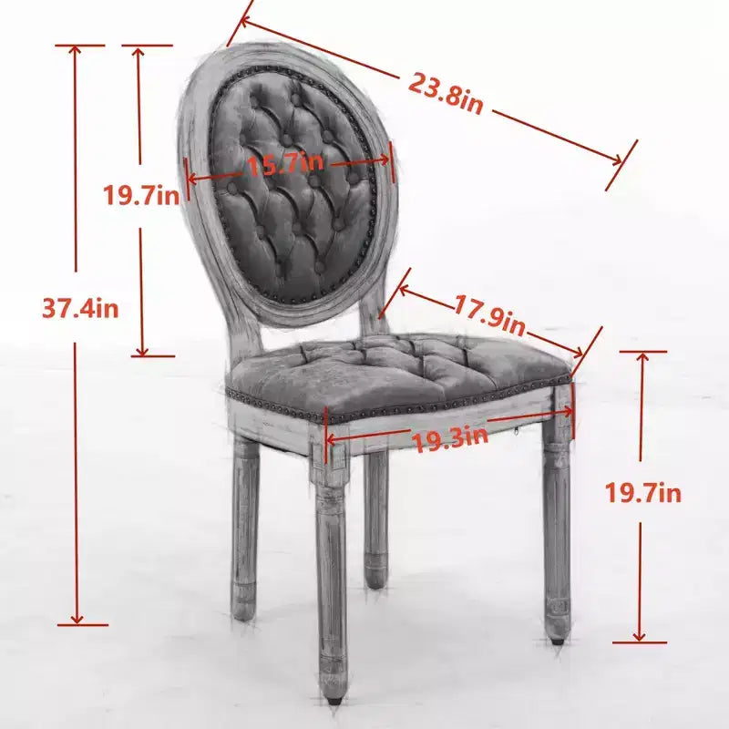 2 chaises de salle à manger en bois massif de style français, cadre noir, cuir artificiel PU, clous décoratifs et pieds en bois