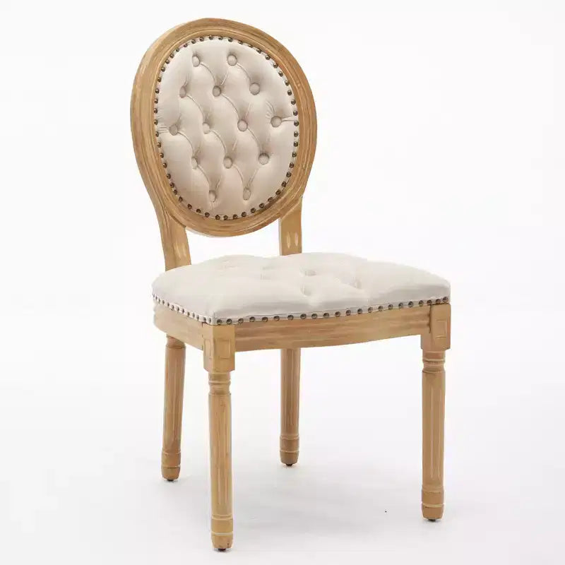 2 chaises de salle à manger en bois massif de style français, cadre noir, cuir artificiel PU, clous décoratifs et pieds en bois