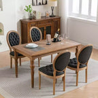 2 chaises de salle à manger en bois massif de style français, cadre noir, cuir artificiel PU, clous décoratifs et pieds en bois