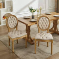 2 chaises de salle à manger en bois massif de style français, cadre noir, cuir artificiel PU, clous décoratifs et pieds en bois