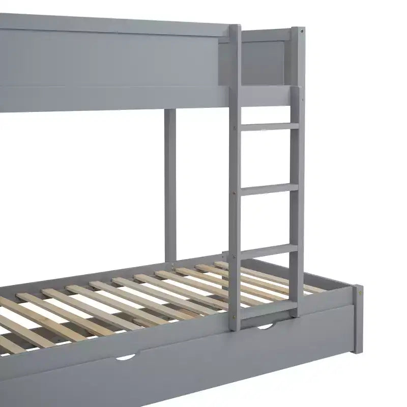 Lit superposé avec lit gigogne et bureau, cadre de lit superposé en bois massif avec tiroirs de rangement et étagères pour chambre d'enfants et d'adultes