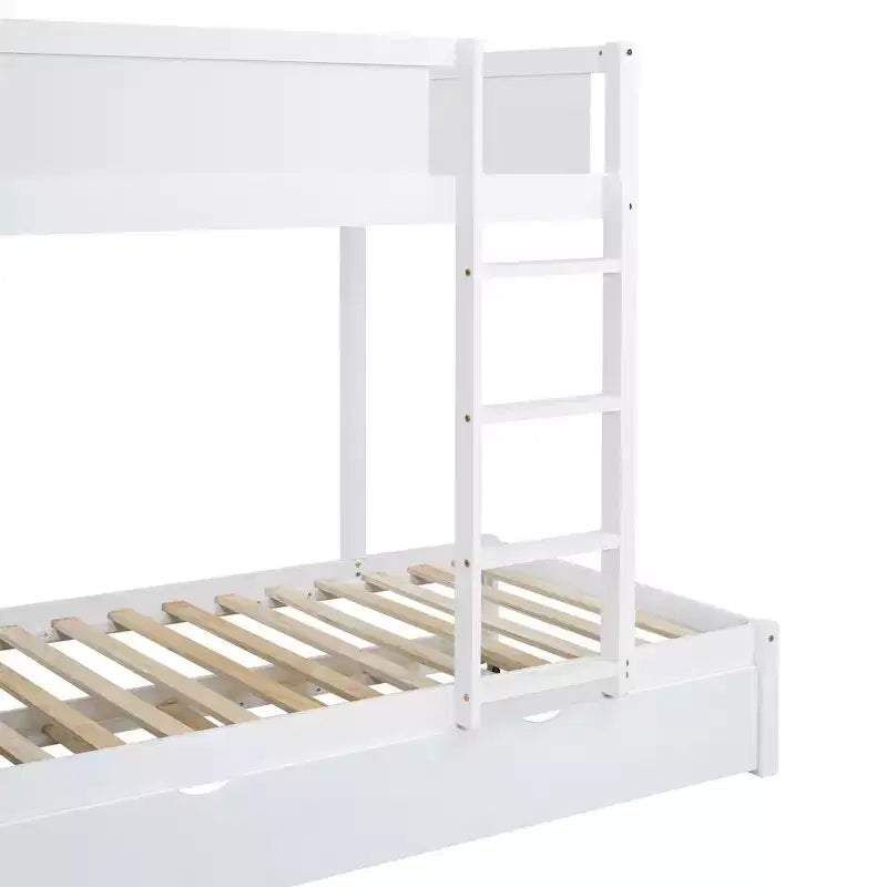 Lit superposé avec lit gigogne et bureau, cadre de lit superposé en bois massif avec tiroirs de rangement et étagères pour chambre d'enfants et d'adultes