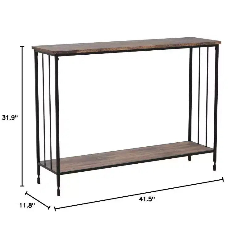 Coolmee Table console étroite de 105,4 cm, Table d'entrée avec étagère en bois et cadre en métal, Table de canapé, Table derrière le canapé pour salon, hall d'entrée