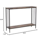 Coolmee Table console étroite de 105,4 cm, Table d'entrée avec étagère en bois et cadre en métal, Table de canapé, Table derrière le canapé pour salon, hall d'entrée