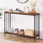 Coolmee Table console étroite de 105,4 cm, Table d'entrée avec étagère en bois et cadre en métal, Table de canapé, Table derrière le canapé pour salon, hall d'entrée
