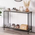 Coolmee Table console étroite de 105,4 cm, Table d'entrée avec étagère en bois et cadre en métal, Table de canapé, Table derrière le canapé pour salon, hall d'entrée
