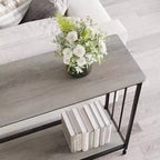 Coolmee Table console étroite de 105,4 cm, Table d'entrée avec étagère en bois et cadre en métal, Table de canapé, Table derrière le canapé pour salon, hall d'entrée