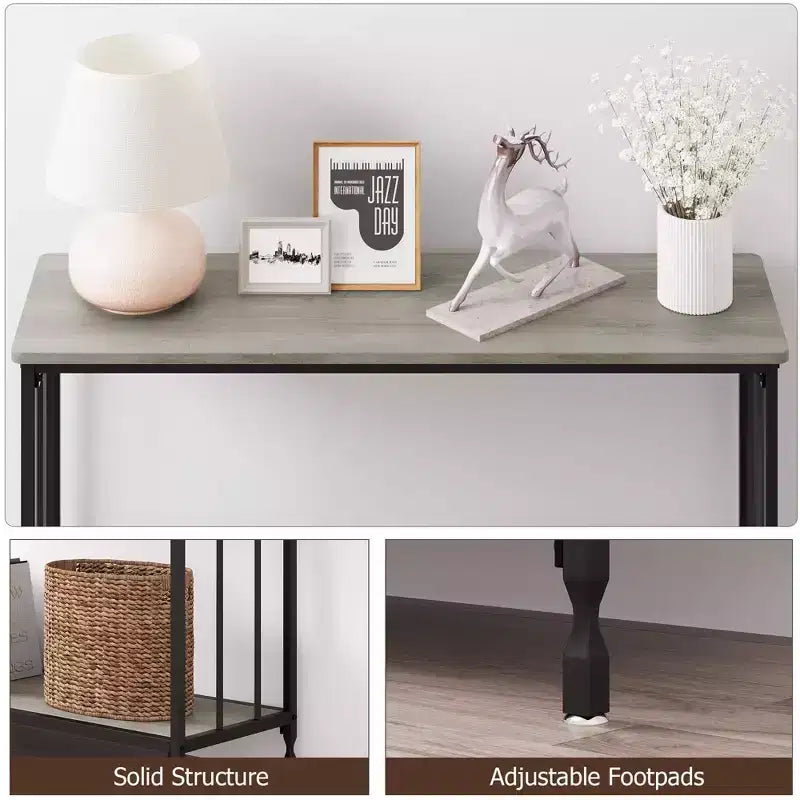 Coolmee Table console étroite de 105,4 cm, Table d'entrée avec étagère en bois et cadre en métal, Table de canapé, Table derrière le canapé pour salon, hall d'entrée