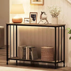 Coolmee Table console étroite de 105,4 cm, Table d'entrée avec étagère en bois et cadre en métal, Table de canapé, Table derrière le canapé pour salon, hall d'entrée