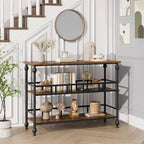 Coolmee Table de canapé de 109 cm, console étroite de style fermier avec 2 étagères ouvertes et pieds, meuble d'appoint à placer derrière un canapé pour appartement, pièce compacte