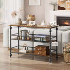 Coolmee Table de canapé de 109 cm, console étroite de style fermier avec 2 étagères ouvertes et pieds, meuble d'appoint à placer derrière un canapé pour appartement, pièce compacte