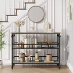 Coolmee Table de canapé de 109 cm, console étroite de style fermier avec 2 étagères ouvertes et pieds, meuble d'appoint à placer derrière un canapé pour appartement, pièce compacte