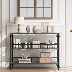 Coolmee Table de canapé de 109 cm, console étroite de style fermier avec 2 étagères ouvertes et pieds, meuble d'appoint à placer derrière un canapé pour appartement, pièce compacte