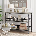 Coolmee Table de canapé de 109 cm, console étroite de style fermier avec 2 étagères ouvertes et pieds, meuble d'appoint à placer derrière un canapé pour appartement, pièce compacte