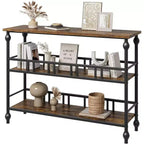 Coolmee Table de canapé de 109 cm, console étroite de style fermier avec 2 étagères ouvertes et pieds, meuble d'appoint à placer derrière un canapé pour appartement, pièce compacte