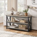 Coolmee Industrial Long Console Table, 47 Inch 3-Tier Entryway Table with Storage Shelves, Entry Table for Entrance, Hallway, Living Room