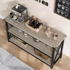 Table console industrielle longue Coolmee, table d'entrée à 3 niveaux de 47 pouces avec étagères de rangement, table d'entrée pour vestibule, couloir, salon