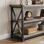 Table console industrielle longue Coolmee, table d'entrée à 3 niveaux de 47 pouces avec étagères de rangement, table d'entrée pour vestibule, couloir, salon