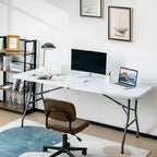 Table pliante de 1,8 m Costway, portable en plastique, pour intérieur/extérieur, pique-nique, dîner, camping, blanc/noir