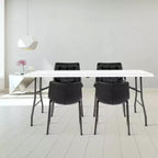 Table pliante de 1,8 m Costway, portable en plastique, pour intérieur/extérieur, pique-nique, dîner, camping, blanc/noir
