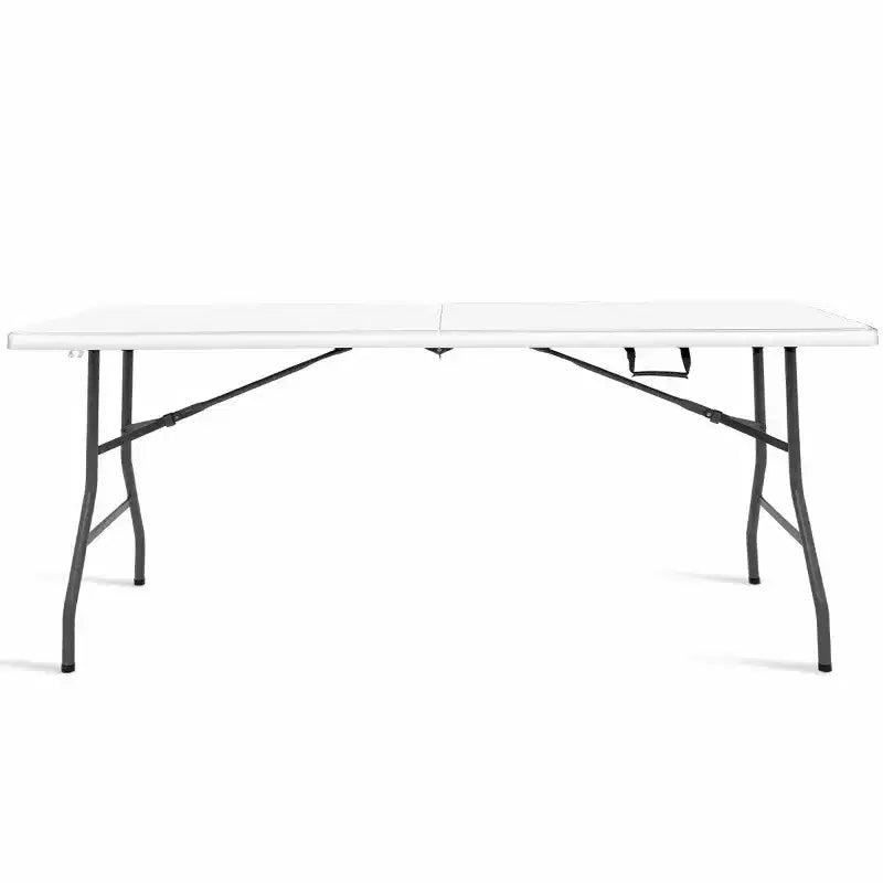 Table pliante de 1,8 m Costway, portable en plastique, pour intérieur/extérieur, pique-nique, dîner, camping, blanc/noir