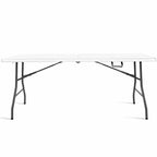 Table pliante de 1,8 m Costway, portable en plastique, pour intérieur/extérieur, pique-nique, dîner, camping, blanc/noir