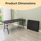 Table pliante de 1,8 m Costway, portable en plastique, pour intérieur/extérieur, pique-nique, dîner, camping, blanc/noir