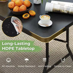 Table pliante de 1,8 m Costway, portable en plastique, pour intérieur/extérieur, pique-nique, dîner, camping, blanc/noir