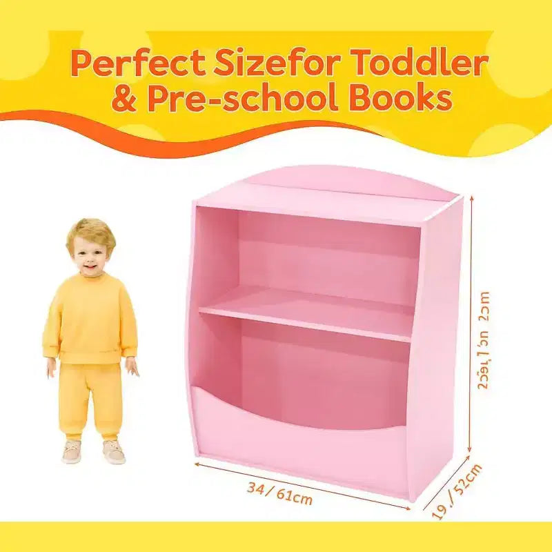 Étagère à livres et organiseur de jouets en bois à 2 niveaux pour enfants, armoire de rangement pour livres pour salle de jeux, chambre de bébé, chambre d'enfant