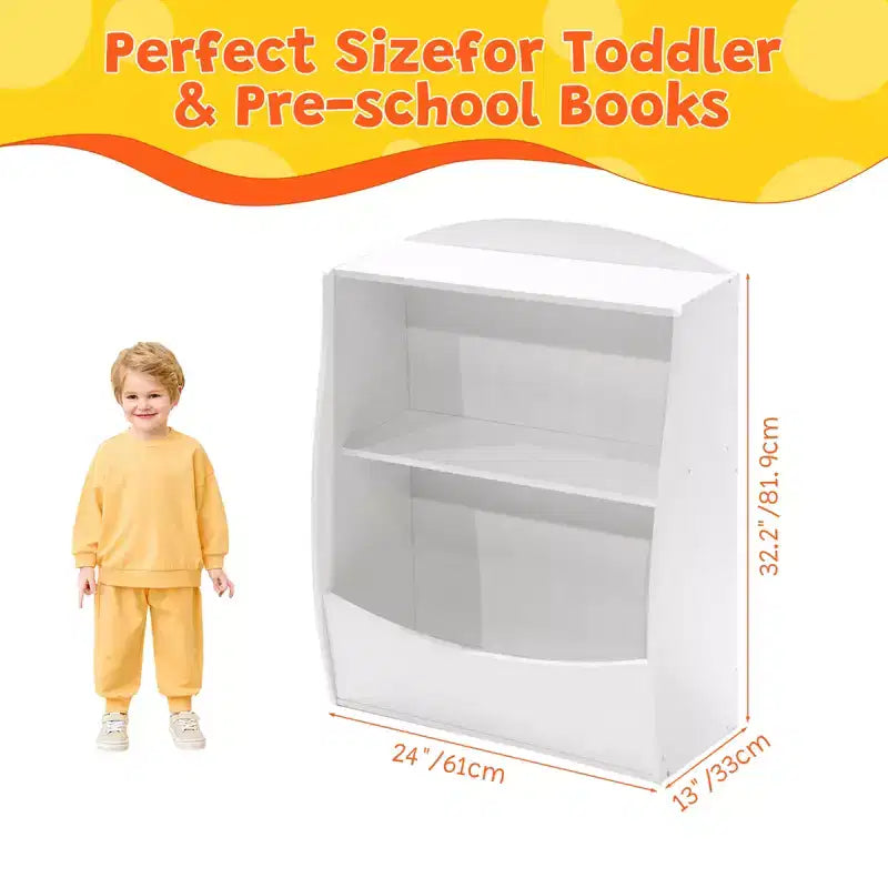 Étagère à livres et organiseur de jouets en bois à 2 niveaux pour enfants, armoire de rangement pour livres pour salle de jeux, chambre de bébé, chambre d'enfant
