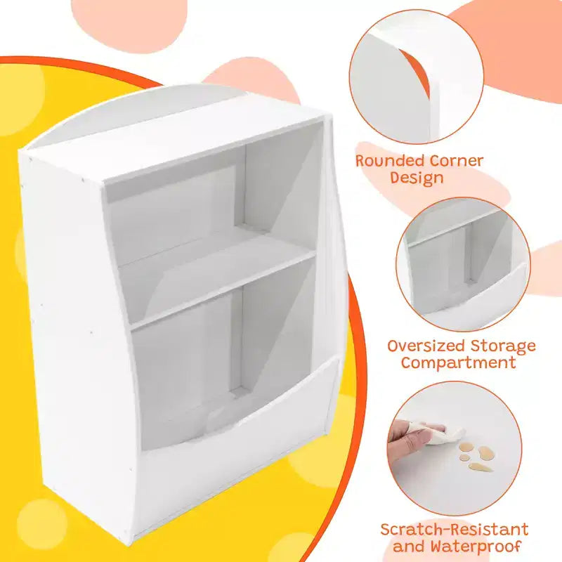 Étagère à livres et organiseur de jouets en bois à 2 niveaux pour enfants, armoire de rangement pour livres pour salle de jeux, chambre de bébé, chambre d'enfant