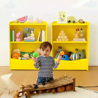Étagère à livres et organiseur de jouets en bois à 2 niveaux pour enfants, armoire de rangement pour livres pour salle de jeux, chambre de bébé, chambre d'enfant