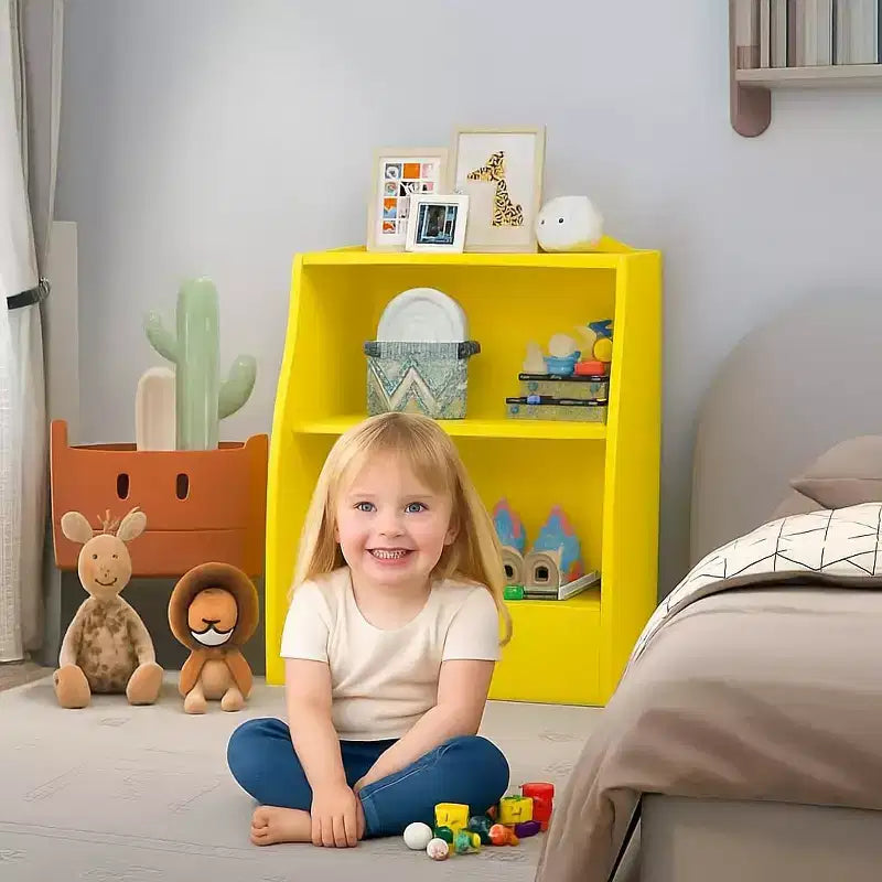 Étagère à livres et organiseur de jouets en bois à 2 niveaux pour enfants, armoire de rangement pour livres pour salle de jeux, chambre de bébé, chambre d'enfant