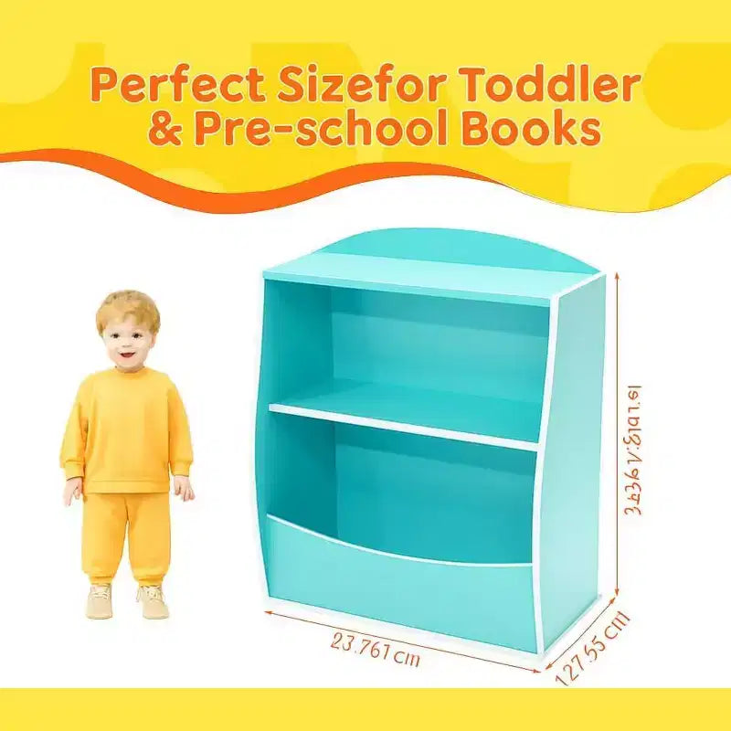 Étagère à livres et organiseur de jouets en bois à 2 niveaux pour enfants, armoire de rangement pour livres pour salle de jeux, chambre de bébé, chambre d'enfant