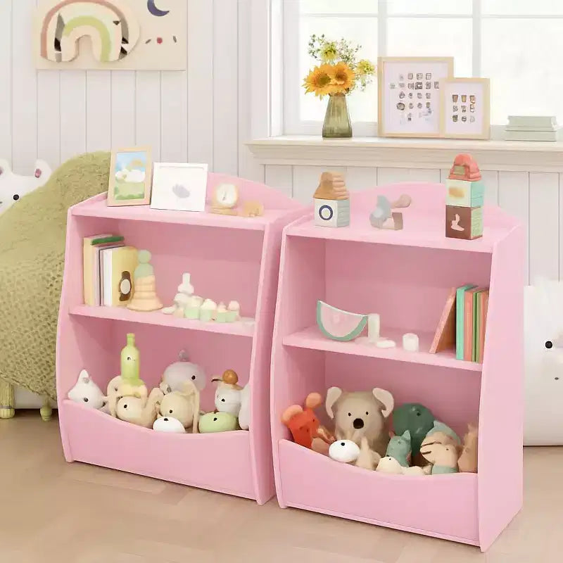 Étagère à livres et organiseur de jouets en bois à 2 niveaux pour enfants, armoire de rangement pour livres pour salle de jeux, chambre de bébé, chambre d'enfant