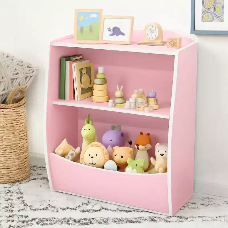 Étagère à livres et organiseur de jouets en bois à 2 niveaux pour enfants, armoire de rangement pour livres pour salle de jeux, chambre de bébé, chambre d'enfant