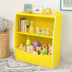 Étagère à livres et organiseur de jouets en bois à 2 niveaux pour enfants, armoire de rangement pour livres pour salle de jeux, chambre de bébé, chambre d'enfant
