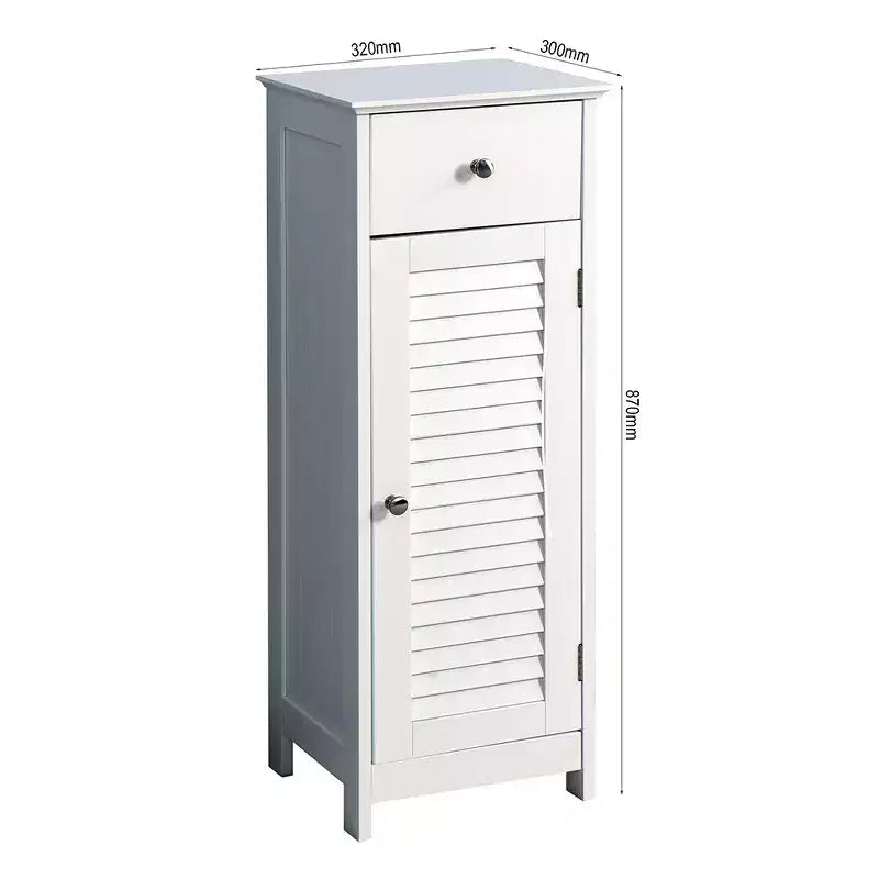 Meuble de Rangement Salle de Bain Meuble Autoportant Table d'Appoint avec 1 Tiroir et 1 Porte en Bois pour Salon, Buanderie