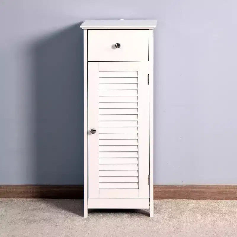 Meuble de Rangement Salle de Bain Meuble Autoportant Table d'Appoint avec 1 Tiroir et 1 Porte en Bois pour Salon, Buanderie