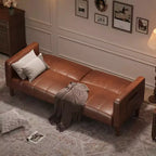 Canapé-lit futon 75, lit convertible, petit canapé en similicuir, causeuse, canapé moderne du milieu du siècle pour salon, chambre à coucher, marron