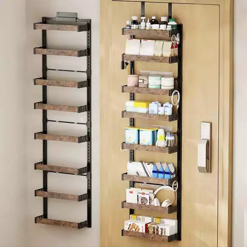 8-level door organizer metal door shelf for hanging door organizer with adjustable basket C hanging shelf for bathroom, kitchen, 45 x 14 x 170 cm