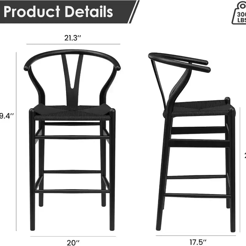 1 tabouret de bar en forme d'os entièrement assemblé, chaise de salle à manger, tabouret de bar tressé, hauteur de comptoir pour îlot de cuisine, beige