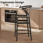 1 tabouret de bar en forme d'os entièrement assemblé, chaise de salle à manger, tabouret de bar tressé, hauteur de comptoir pour îlot de cuisine, beige