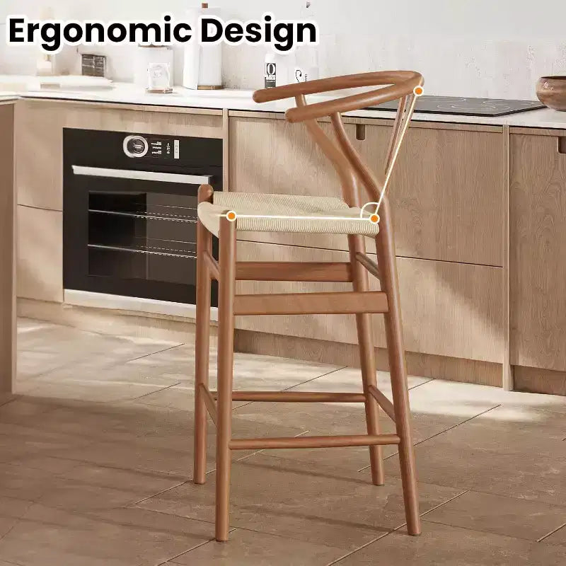 1 tabouret de bar en forme d'os entièrement assemblé, chaise de salle à manger, tabouret de bar tressé, hauteur de comptoir pour îlot de cuisine, beige