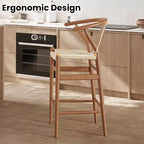 1 tabouret de bar en forme d'os entièrement assemblé, chaise de salle à manger, tabouret de bar tressé, hauteur de comptoir pour îlot de cuisine, beige